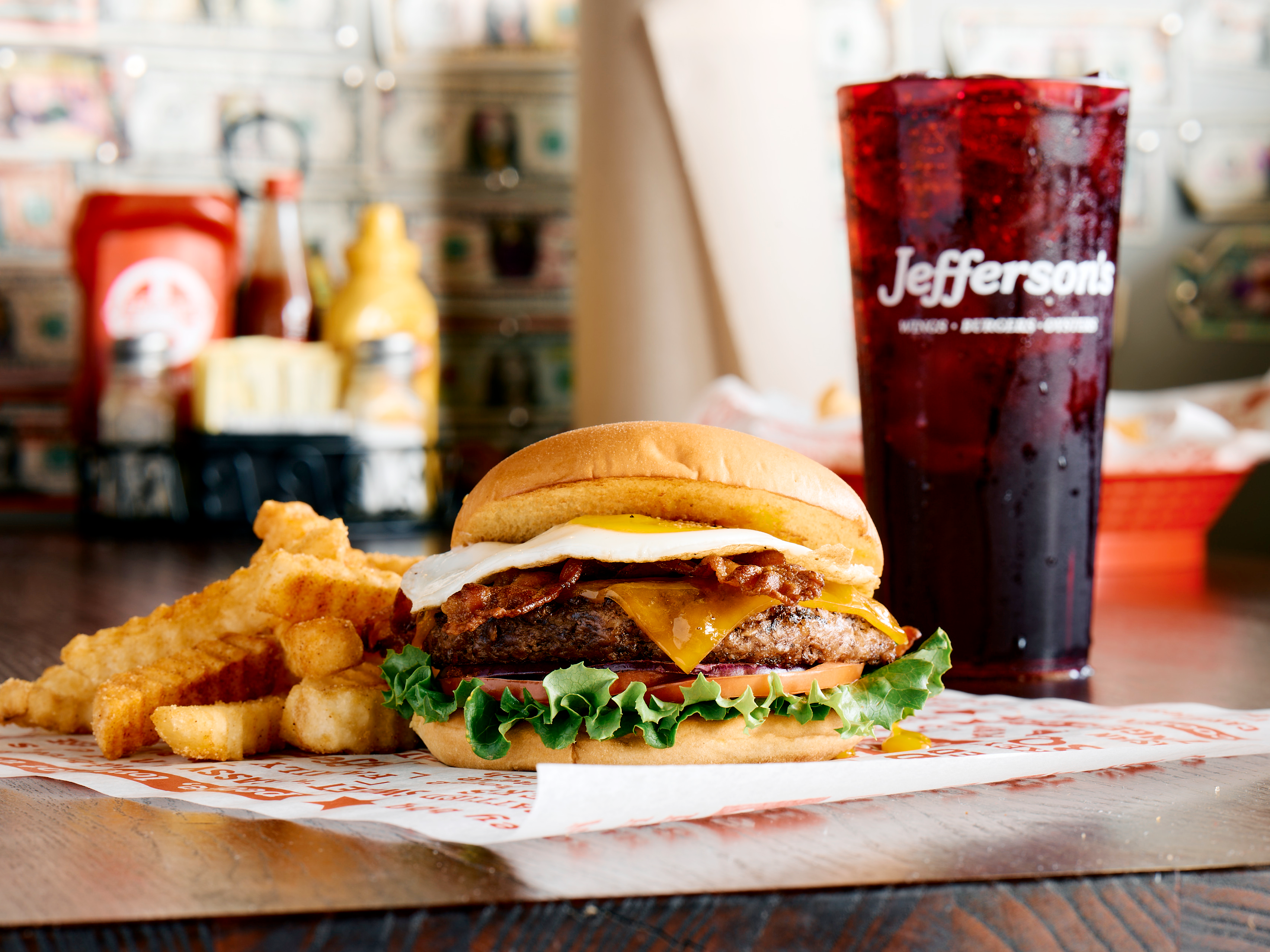 Jefferson's Brunch Burger with Fries and Drink